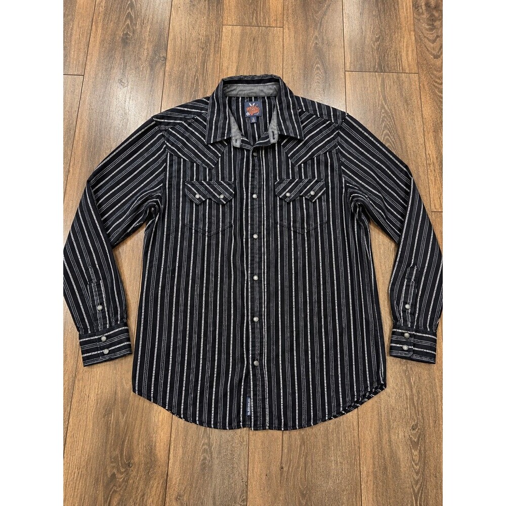 Moonshine Spirit Brad Paisley Mens S Western Pearl Snap Shirt Black Stripe
